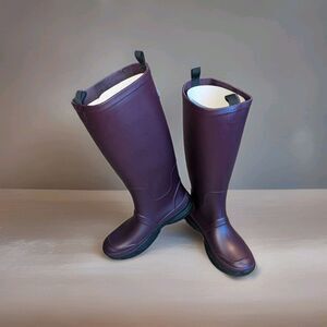 BASS OUTDOOR Size 11M Womens Rain Boots Field Round Toe Tall Pull On Burgundy